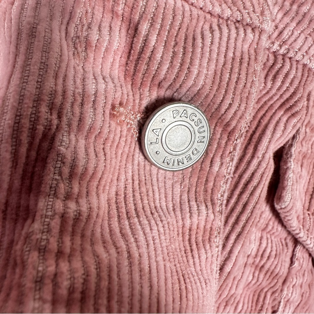 PacSun Cropped Corduroy Yin Yang Jacket Raw Hem Y2K Indie Sleaze Pink M/L - Picture 7 of 12